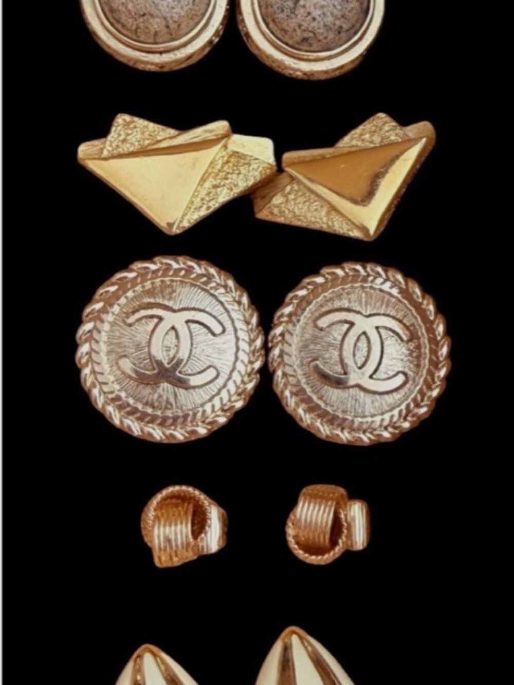 Vintage Designer Earring Bundle Trifari Avon & DIY CC Button Earrings – 5 Pairs